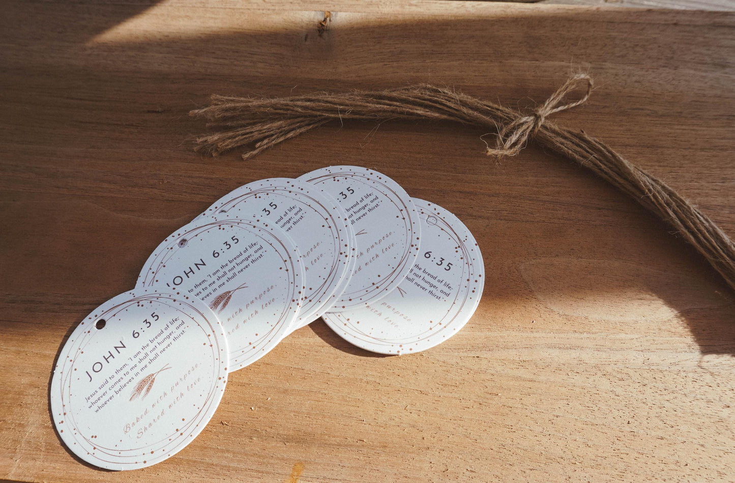John 6:35 Sourdough Bread Gift Tags and twine– Set of 12 | | Christian Bread Packaging | Baked with Purpose, Shared with Love