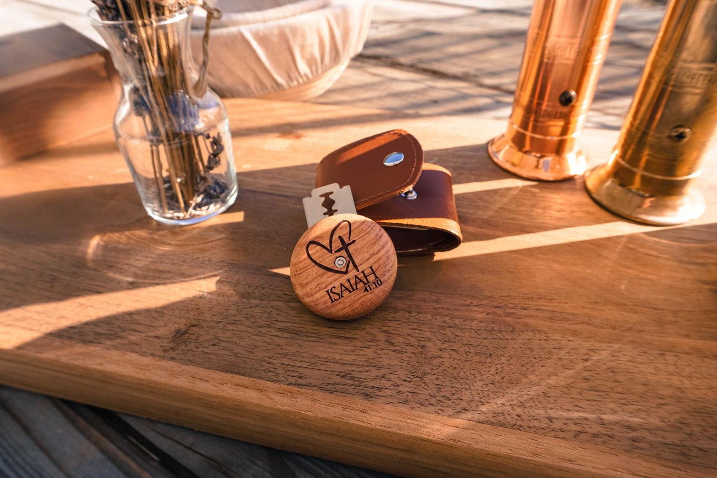 Bread Lame with Isaiah 41:10 Engraving - Wooden Precision Scoring Tool with Protective Cover for Sourdough and Artisan Baking