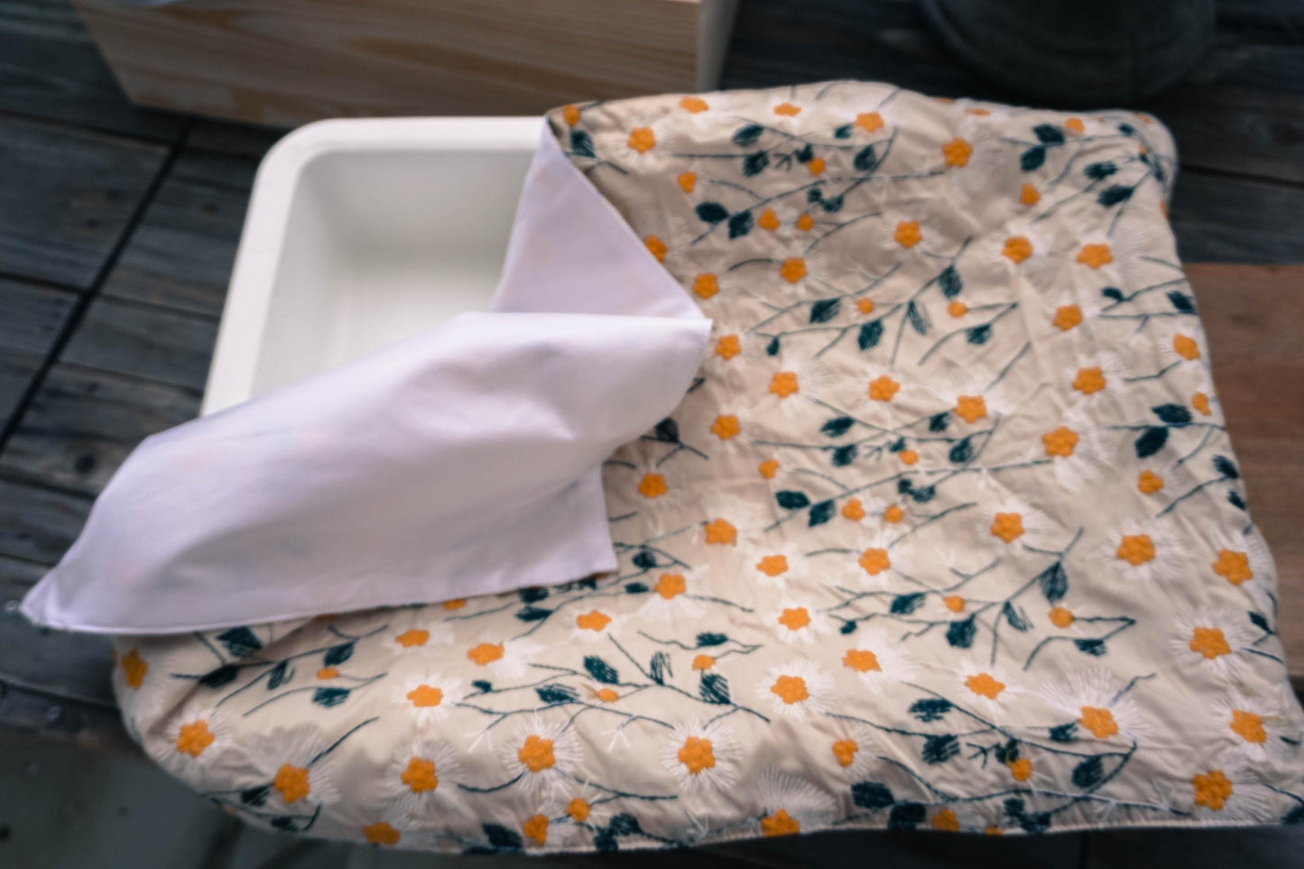Floral Embroidered Sourdough Dough-Proofing Cover | Food-Safe & Handcrafted. Large Double Layered waterproof inner. (27 3/4 x 15 3/4)
