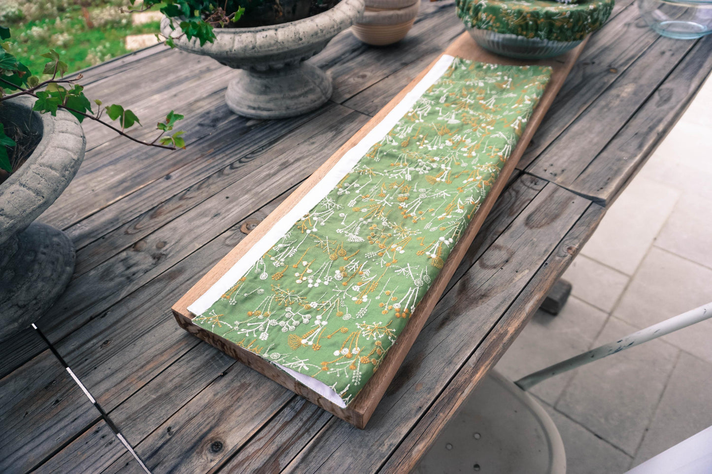 Botanical Embroidered Sourdough Dough-Proofing Cover | Food-Safe & Handcrafted. Large Double Layered waterproof inner. (27 3/4 x 15 3/4)