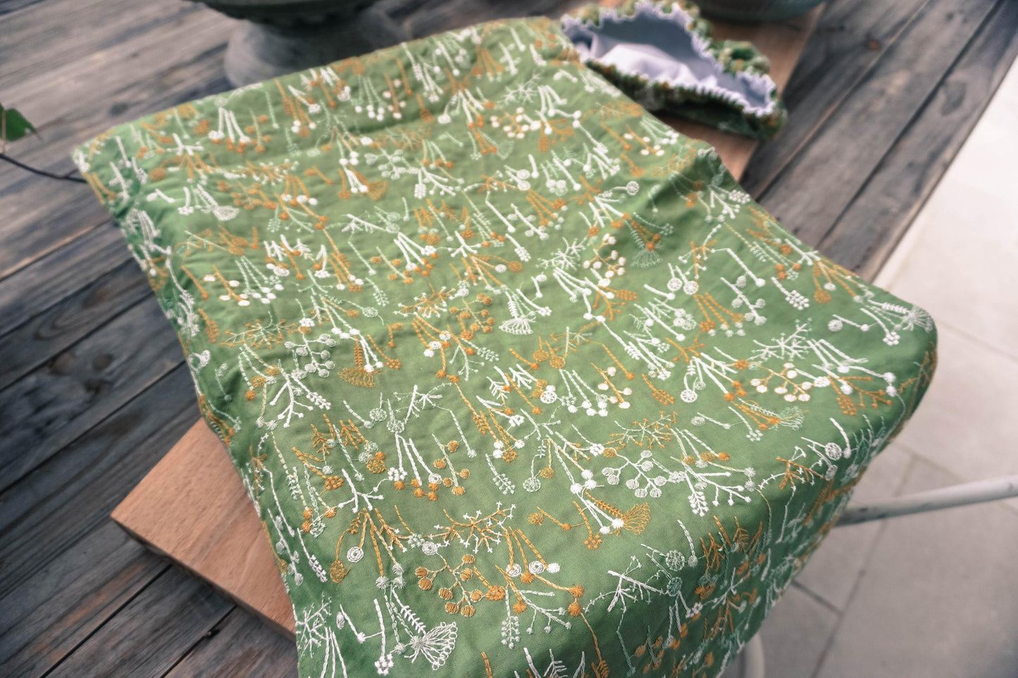 Botanical Embroidered Sourdough Dough-Proofing Cover | Food-Safe & Handcrafted. Large Double Layered waterproof inner. (27 3/4 x 15 3/4)