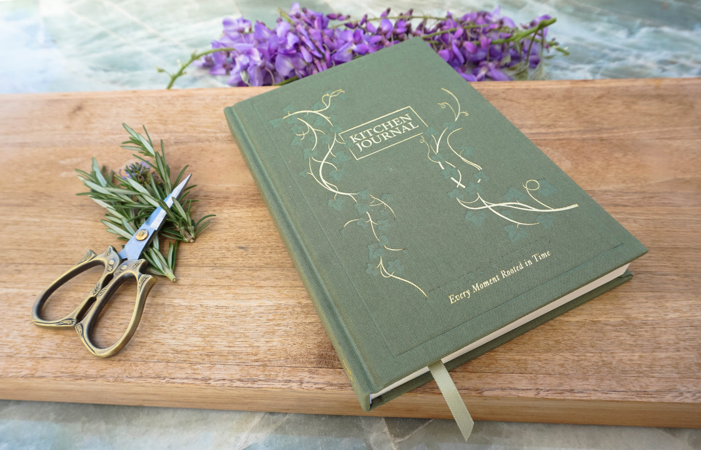 Embers & Thyme Kitchen Recipe Journal – Inspiring Heirloom Keepsake Cookbook with Quotes and Scripture – Green Linen Hardcover