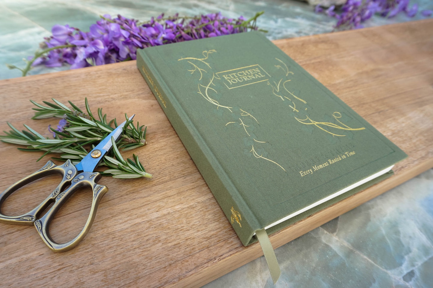 Embers & Thyme Kitchen Recipe Journal – Inspiring Heirloom Keepsake Cookbook with Quotes and Scripture – Green Linen Hardcover
