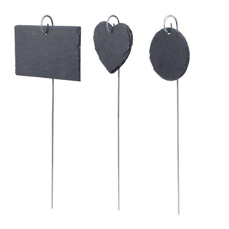 Slate Garden Marker Set – 3 Shapes on Metal Stakes