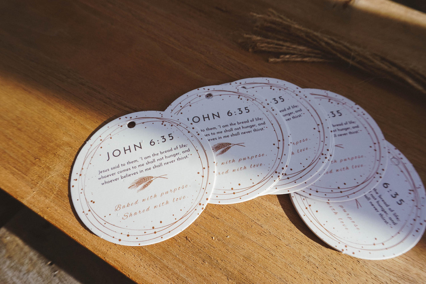 John 6:35 Sourdough Bread Gift Tags and twine– Set of 12 | | Christian Bread Packaging | Baked with Purpose, Shared with Love