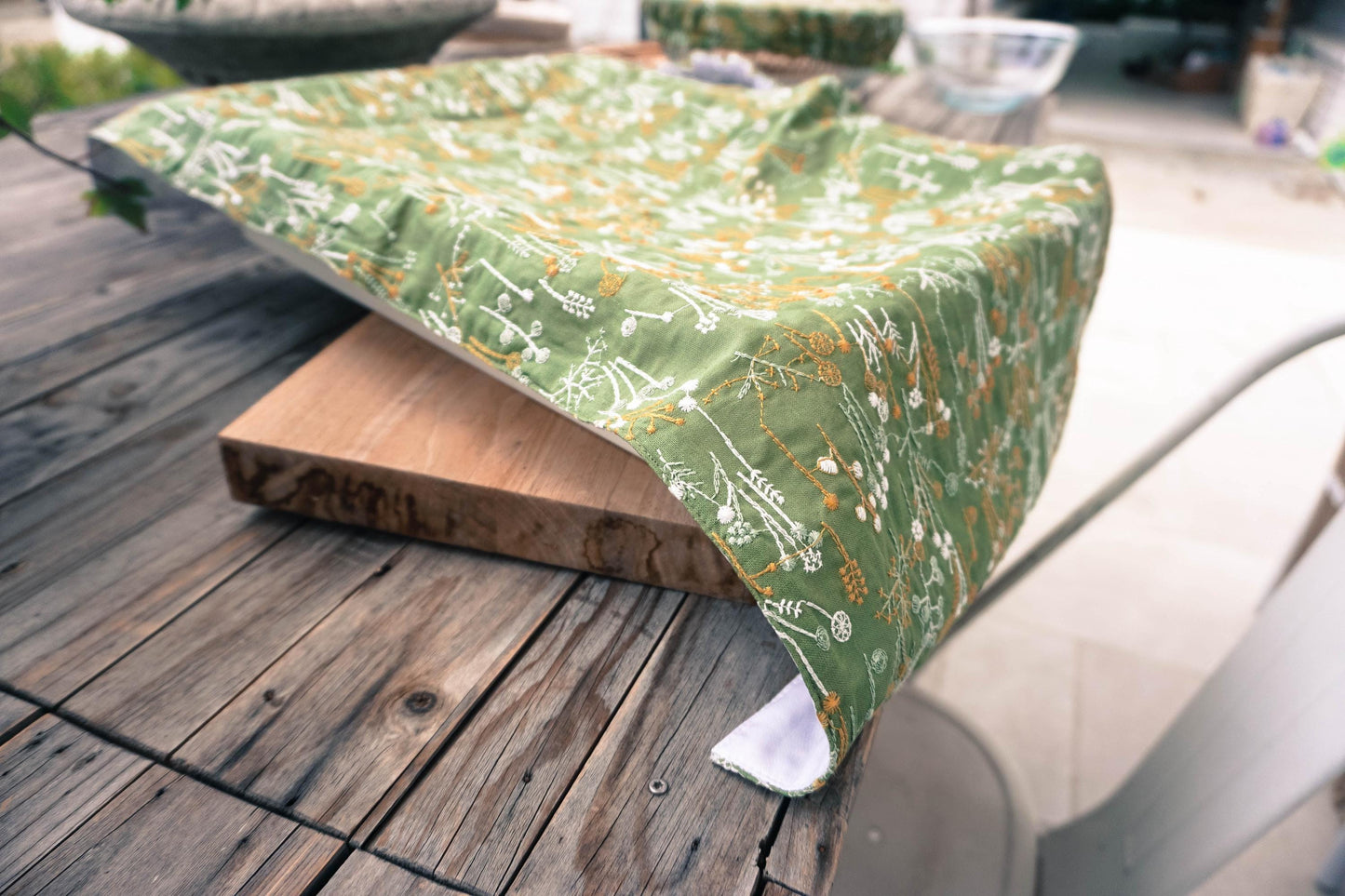 Botanical Embroidered Sourdough Dough-Proofing Cover | Food-Safe & Handcrafted. Large Double Layered waterproof inner. (27 3/4 x 15 3/4)