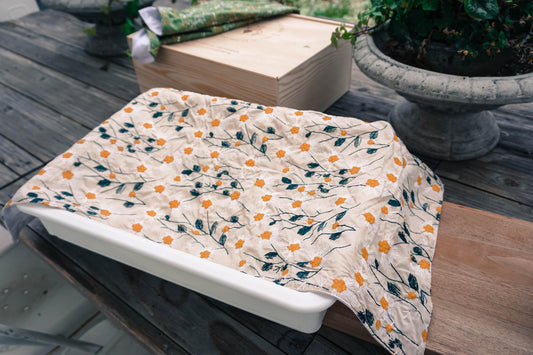Floral Embroidered Sourdough Dough-Proofing Cover | Food-Safe & Handcrafted. Large Double Layered waterproof inner.  (27  3/4 x 15 3/4)