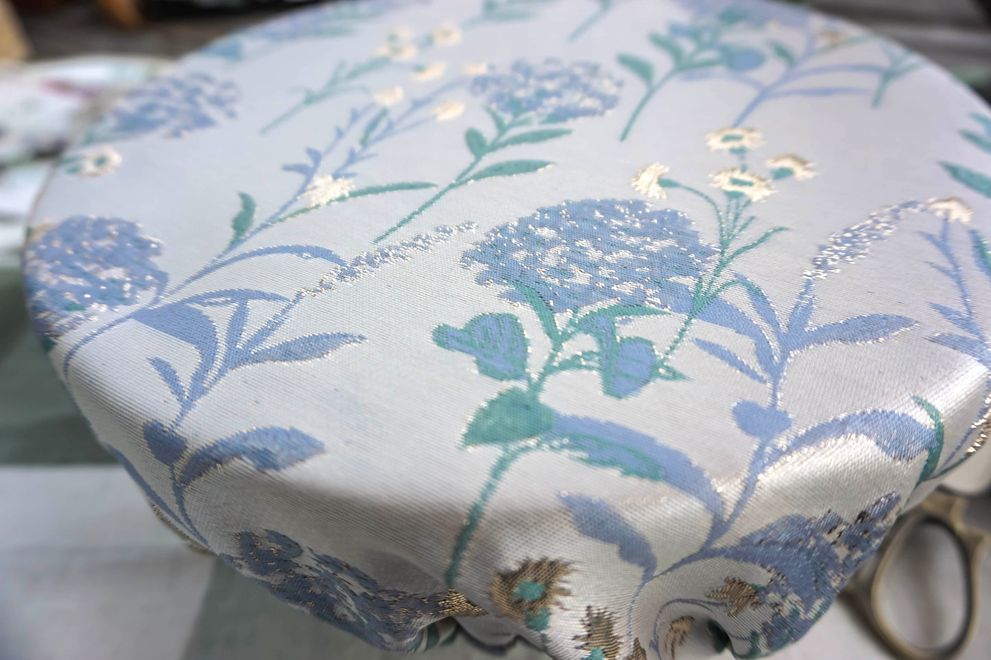 Sage Blue Hydrangea Bread Proofing Cover | English Garden Collection | Handmade Reusable Bowl Cover