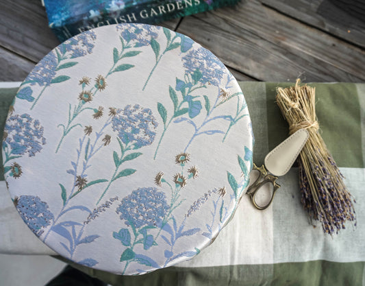 Sage Blue Hydrangea Bread Proofing Cover | English Garden Collection | Handmade Reusable Bowl Cover